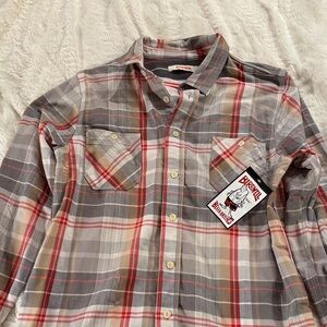 Birdwell, Checkered Shirt - Red, Gray, and Cream cotton, medium weight